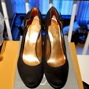 Jessica Simpson black suede/leather heel size 8